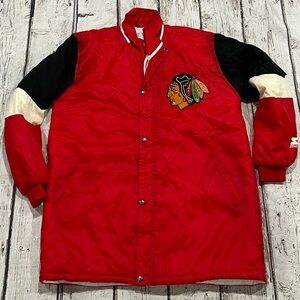 Vintage Chicago Blackhawks NHL Hockey Starter Long Coat 1980s Jacket